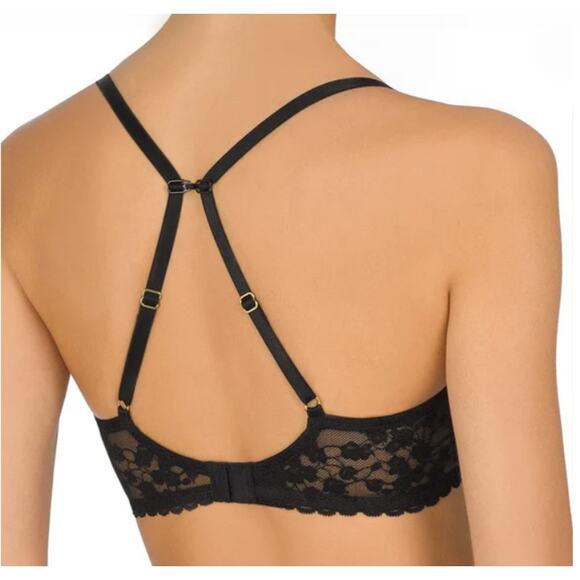 New ~ NATORI ~ Women's Black Cherry Blossom Convertible Plunge Bra Size 34G - Picture 2 of 8